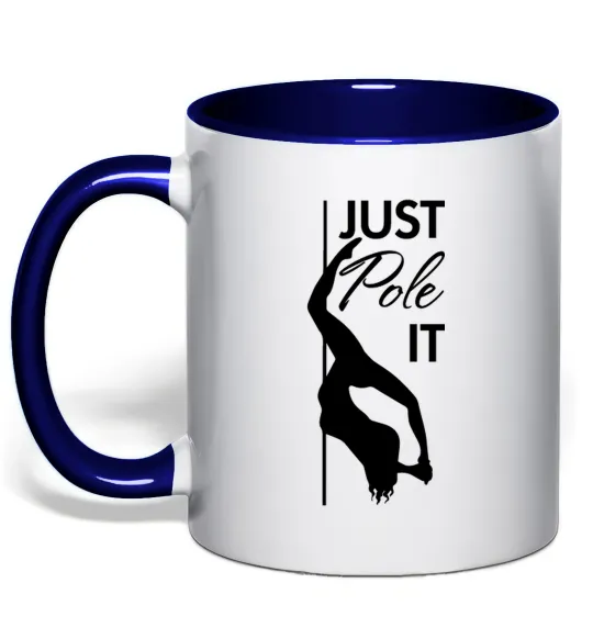 Чашка с цветной ручкой Just pole it Глубокий темно-синий фото