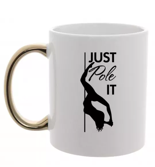 Чашка с цветной ручкой Just pole it Золото фото