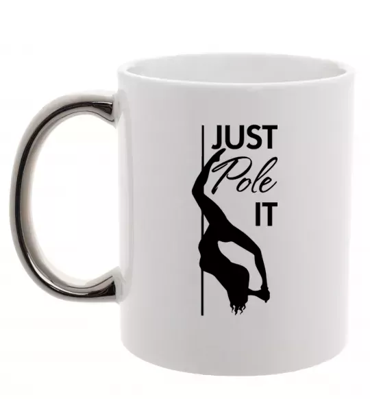 Чашка с цветной ручкой Just pole it Серебро фото