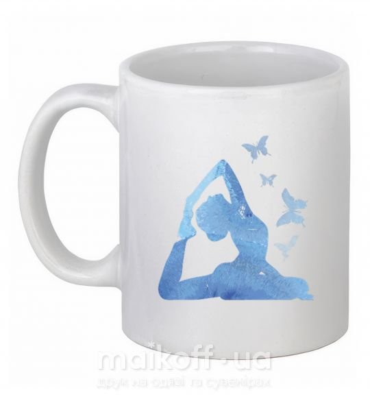 Чашка керамическая Yoga girl Белый фото
