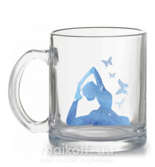 Чашка стеклянная Yoga girl Прозрачный фото