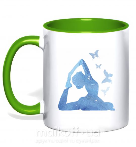 Чашка с цветной ручкой Yoga girl Зеленый фото