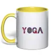 Чашка с цветной ручкой Yoga text Солнечно желтый фото