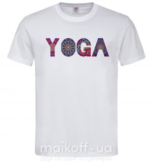 Чоловіча футболка Yoga text Білий фото