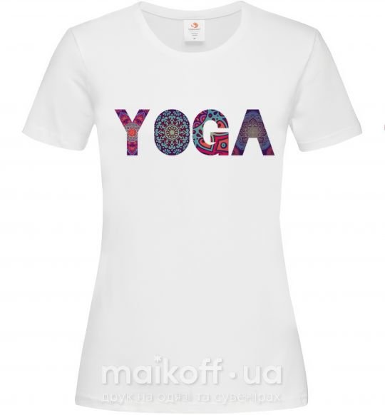 Жіноча футболка Yoga text Білий фото