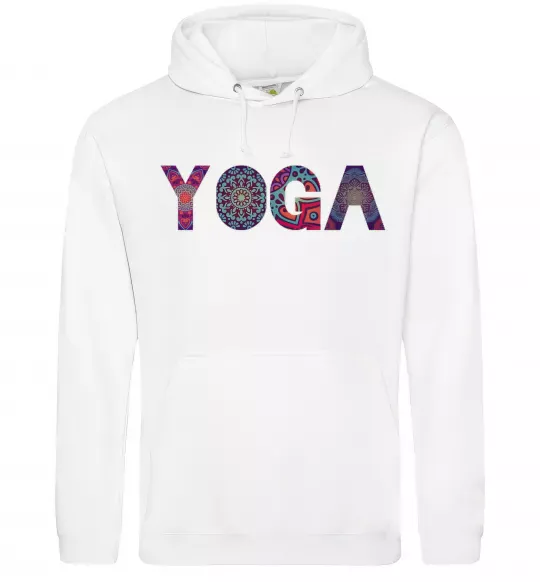 Чоловіча толстовка (худі) Yoga text Білий фото