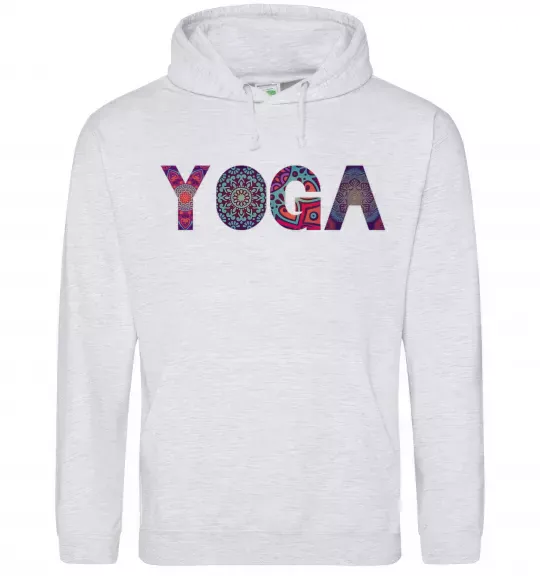 Чоловіча толстовка (худі) Yoga text Сірий меланж фото
