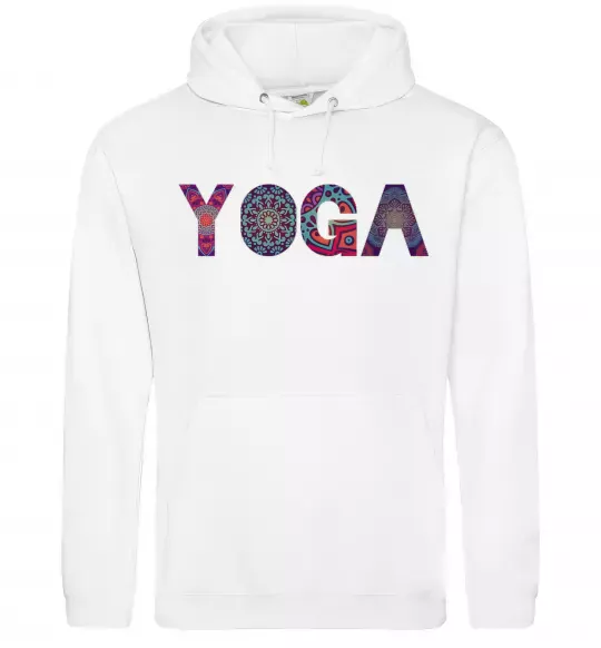 Жіноча толстовка (худі) Yoga text Білий фото