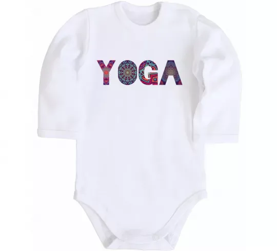 Дитячий бодік Yoga text Білий фото