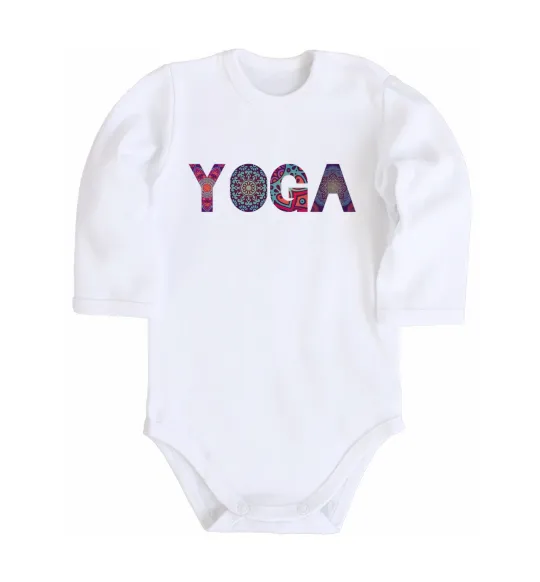 Детский боди Yoga text Белый фото