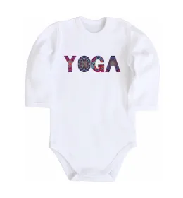 Детский боди Yoga text Белый фото
