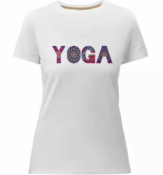 Женская премиум футболка Yoga text Белый фото