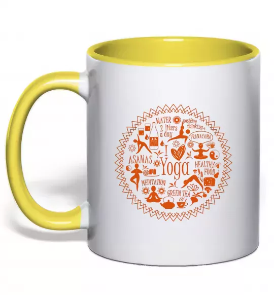Чашка с цветной ручкой Yoga stuff Солнечно желтый фото