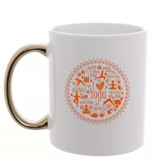 Чашка с цветной ручкой Yoga stuff Золото фото