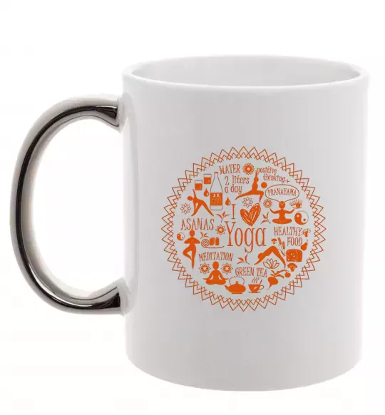 Чашка с цветной ручкой Yoga stuff Серебро фото