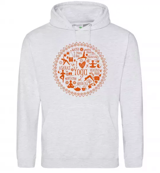 Женская толстовка (худи) Yoga stuff Серый меланж фото
