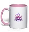 Чашка з кольоровою ручкою Yoga lotus Ніжно рожевий фото