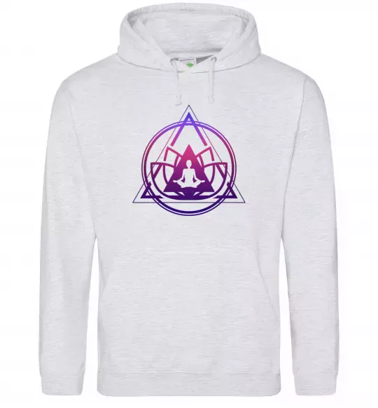 Мужская толстовка (худи) Yoga lotus Серый меланж фото