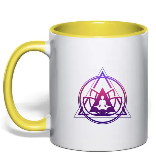 Чашка з кольоровою ручкою Yoga lotus Сонячно жовтий фото