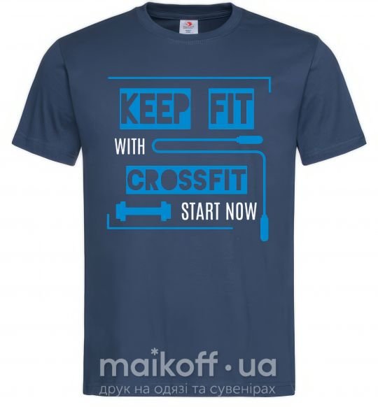 Мужская футболка Keep fit with crossfit start now Темно-синий фото