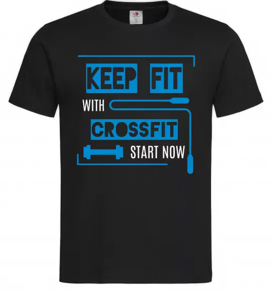 Мужская футболка Keep fit with crossfit start now Черный фото