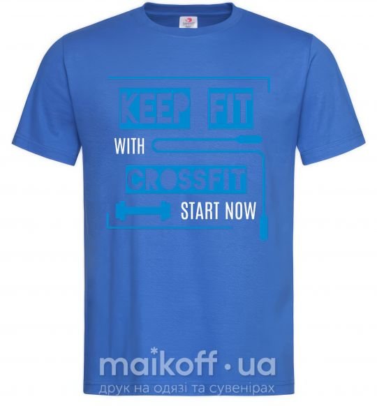 Мужская футболка Keep fit with crossfit start now Ярко-синий фото