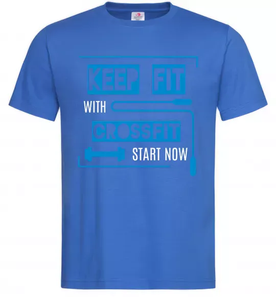Мужская футболка Keep fit with crossfit start now Ярко-синий фото