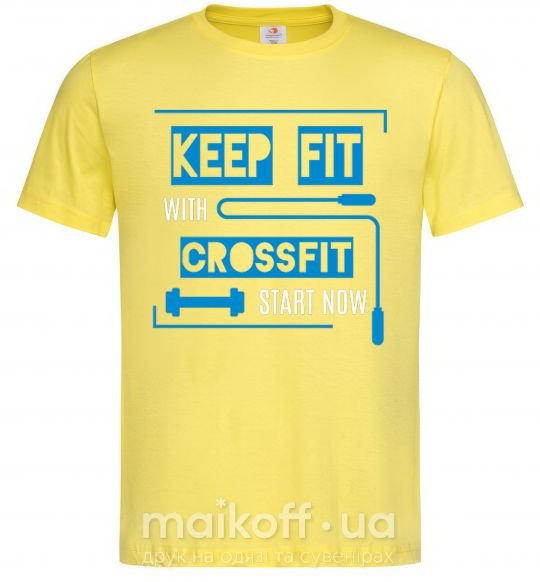Мужская футболка Keep fit with crossfit start now Лимонный фото