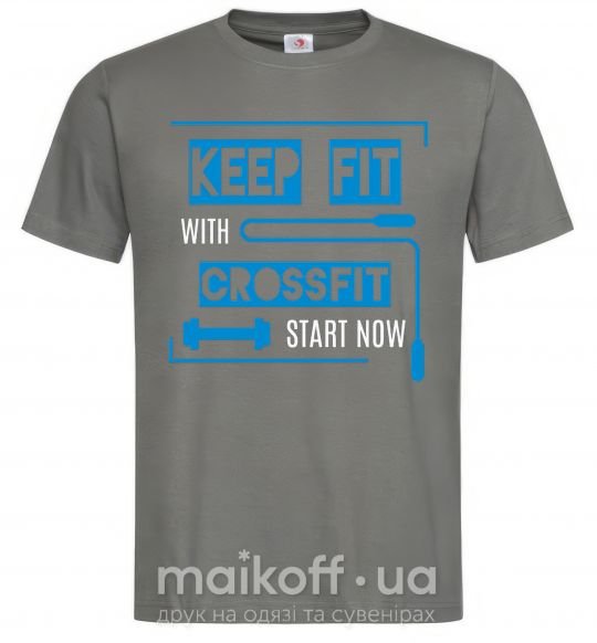 Мужская футболка Keep fit with crossfit start now Графит фото