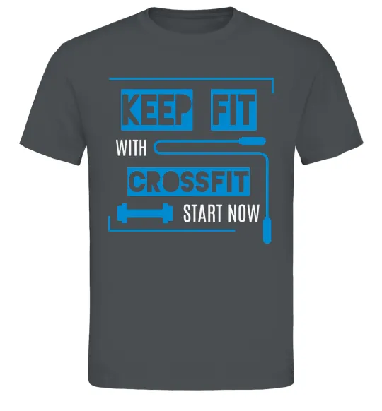 Мужская футболка Keep fit with crossfit start now Графит фото