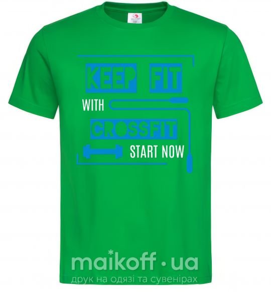 Мужская футболка Keep fit with crossfit start now Зеленый фото
