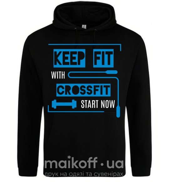Женская толстовка (худи) Keep fit with crossfit start now Черный фото