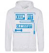 Женская толстовка (худи) Keep fit with crossfit start now Серый меланж фото