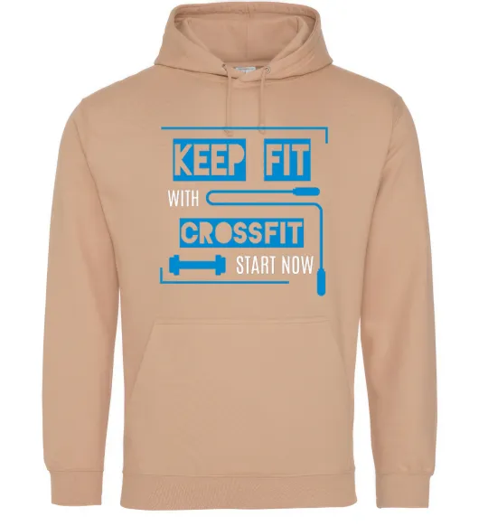 Женская толстовка (худи) Keep fit with crossfit start now Песочный фото