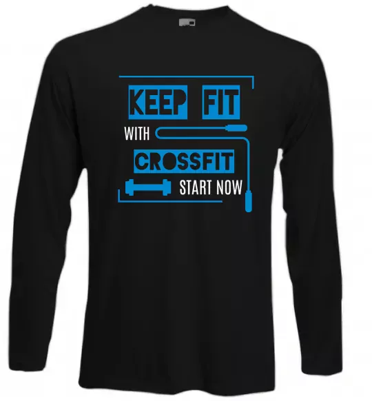 Лонгслив Keep fit with crossfit start now Черный фото
