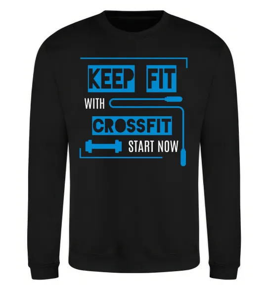 Свитшот Keep fit with crossfit start now Черный фото