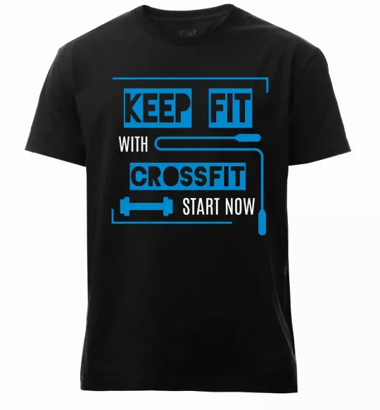 Чоловіча преміум футболка Keep fit with crossfit start now Чорний фото