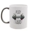 Чашка з кольоровою ручкою Play hard Срібло фото