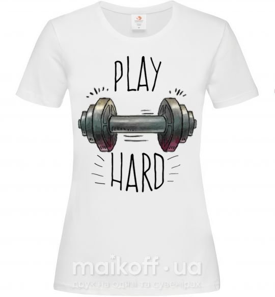 Женская футболка Play hard Белый фото