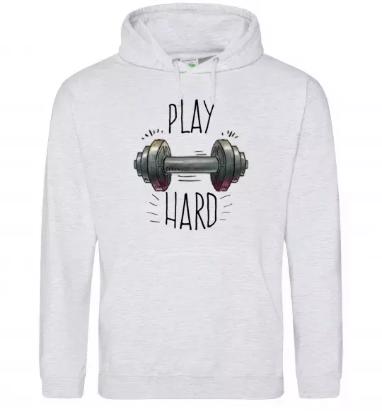 Чоловіча толстовка (худі) Play hard Сірий меланж фото