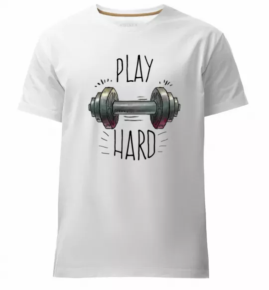 Мужская премиум футболка Play hard Белый фото