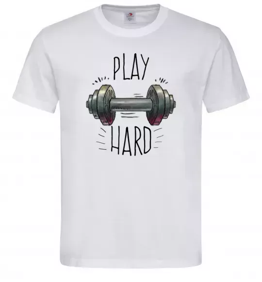 Чоловіча футболка Play hard Білий фото