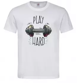 Чоловіча футболка Play hard Білий фото