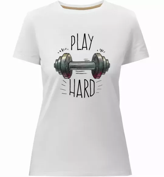 Женская премиум футболка Play hard Белый фото