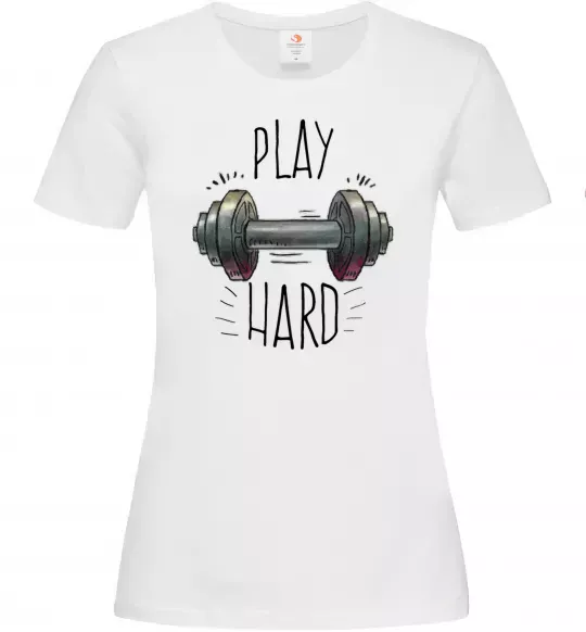 Жіноча футболка Play hard Білий фото