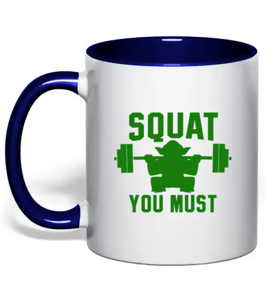 Чашка с цветной ручкой Squat you must Глубокий темно-синий фото