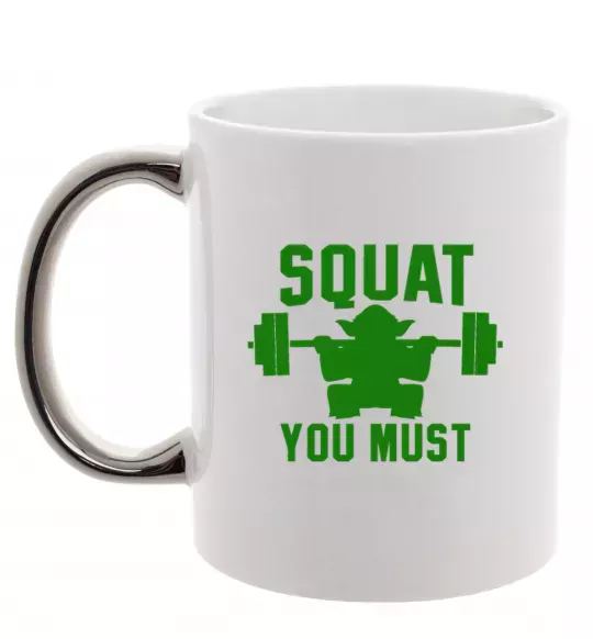 Чашка с цветной ручкой Squat you must Серебро фото