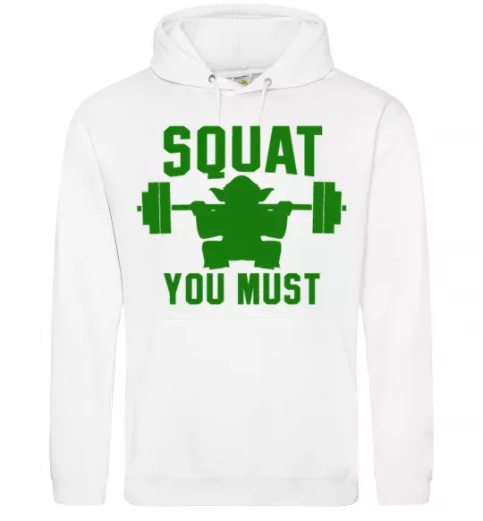 Чоловіча толстовка (худі) Squat you must Білий фото