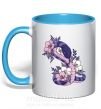 Чашка з кольоровою ручкою Змея в цветах Блакитний фото