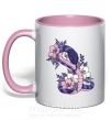 Чашка з кольоровою ручкою Змея в цветах Ніжно рожевий фото